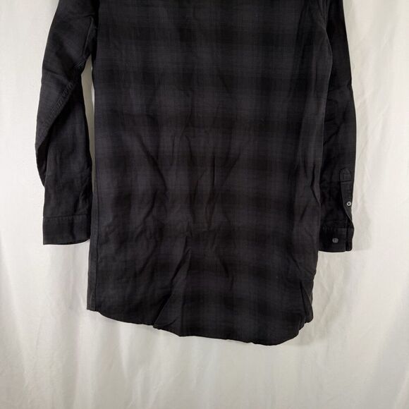 Obey Plaid Dress Women's Medium Black Plaid Button Up Long Sleeve 100% Cotton - Picture 10 of 10